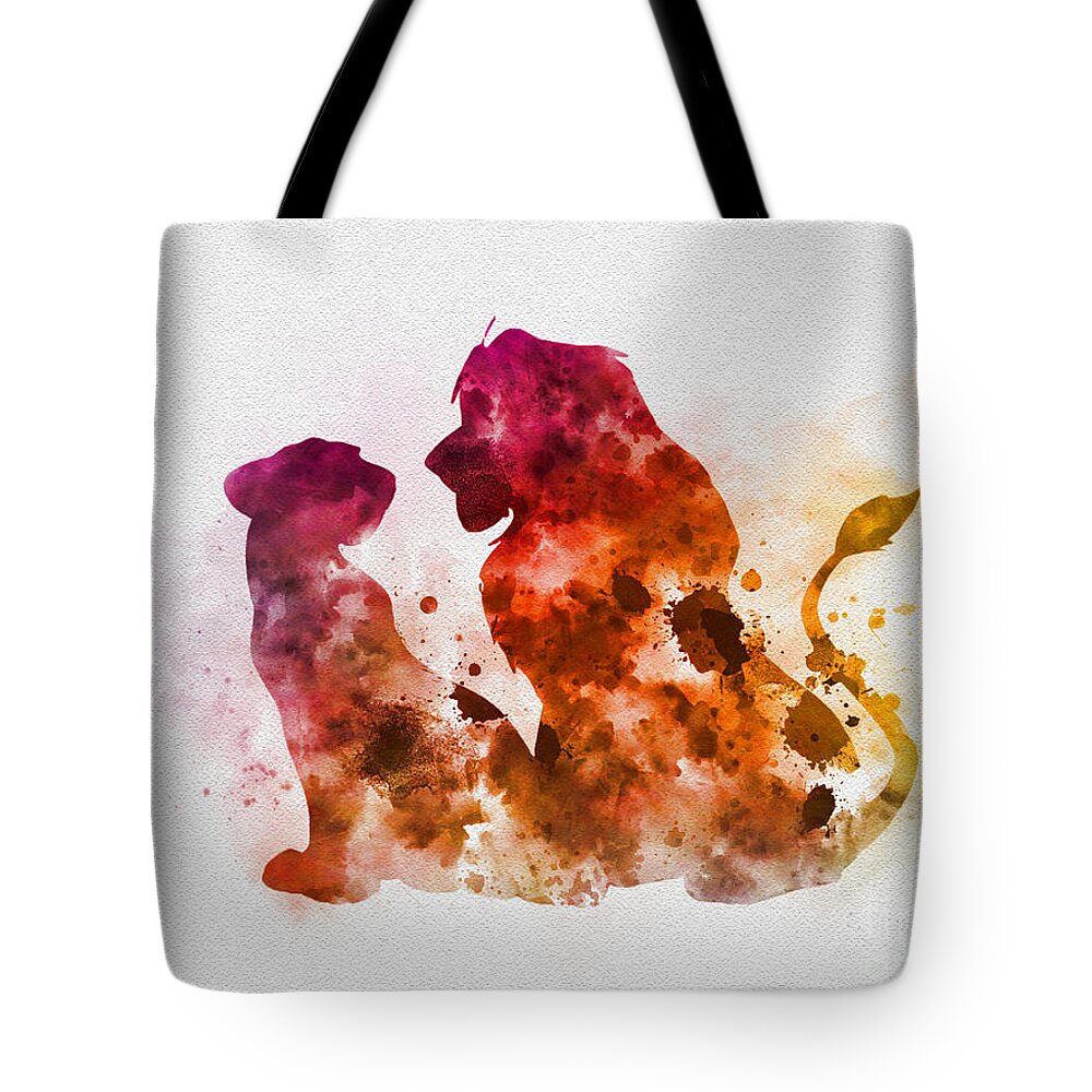 The Lion King Tote Bag featuring the mixed media Pride of Africa by My Inspiration