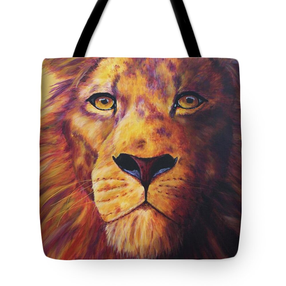 Lion Tote Bag featuring the painting Pride by Wendi Curtis