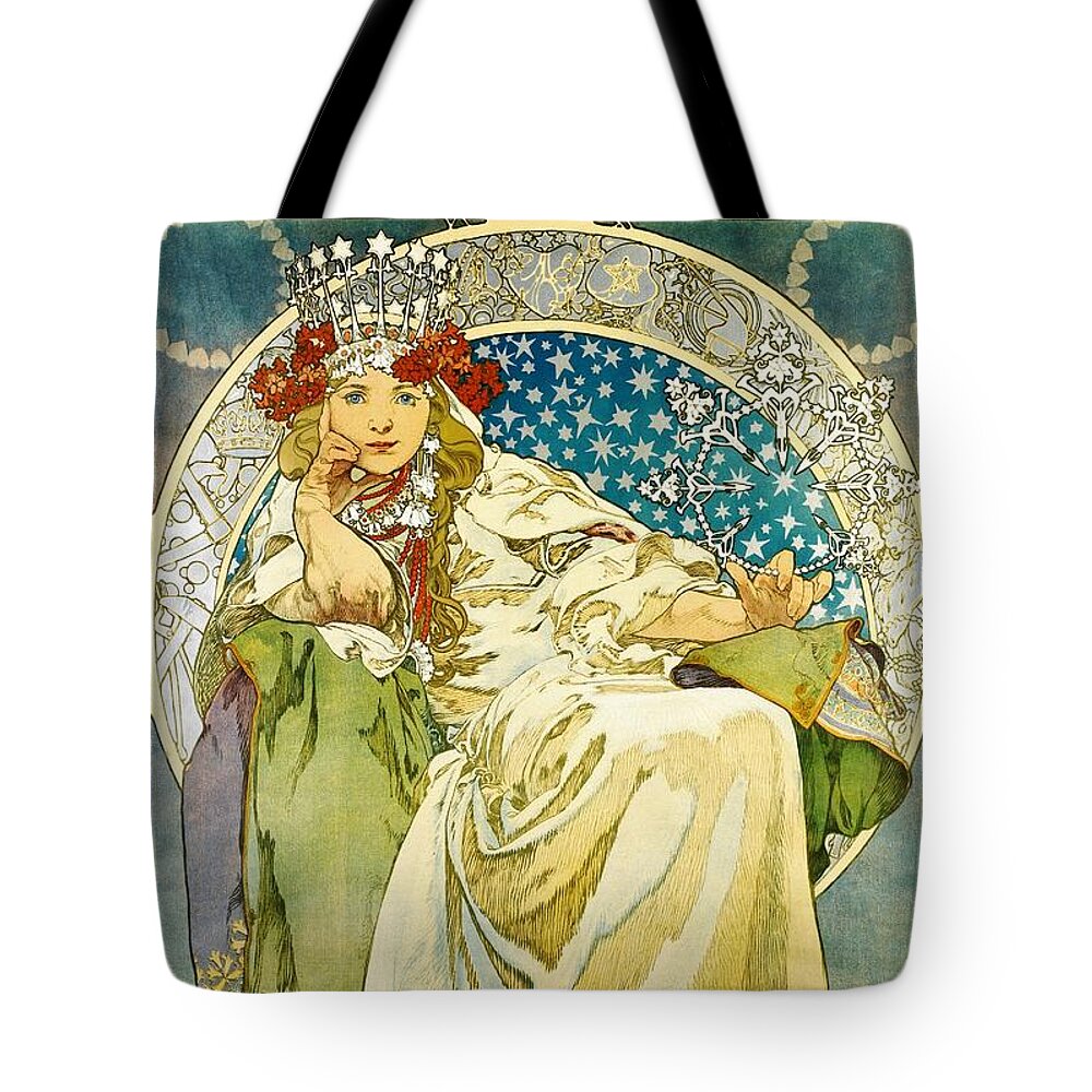Alphonse Mucha Tote Bag featuring the painting Princess Hyacinth by Alphonse Mucha
