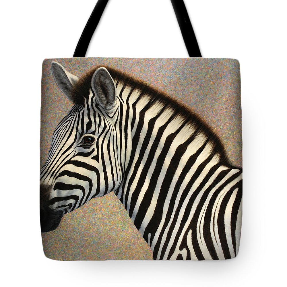 Zebra Tote Bag featuring the painting Principled by James W Johnson