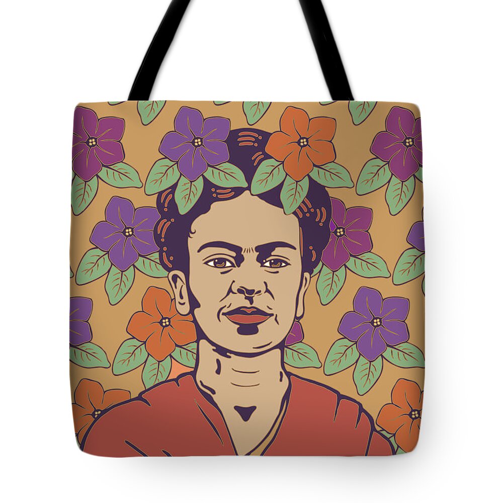 Frida Kahlo Tote Bag featuring the digital art Print by Linda Ruiz-Lozito