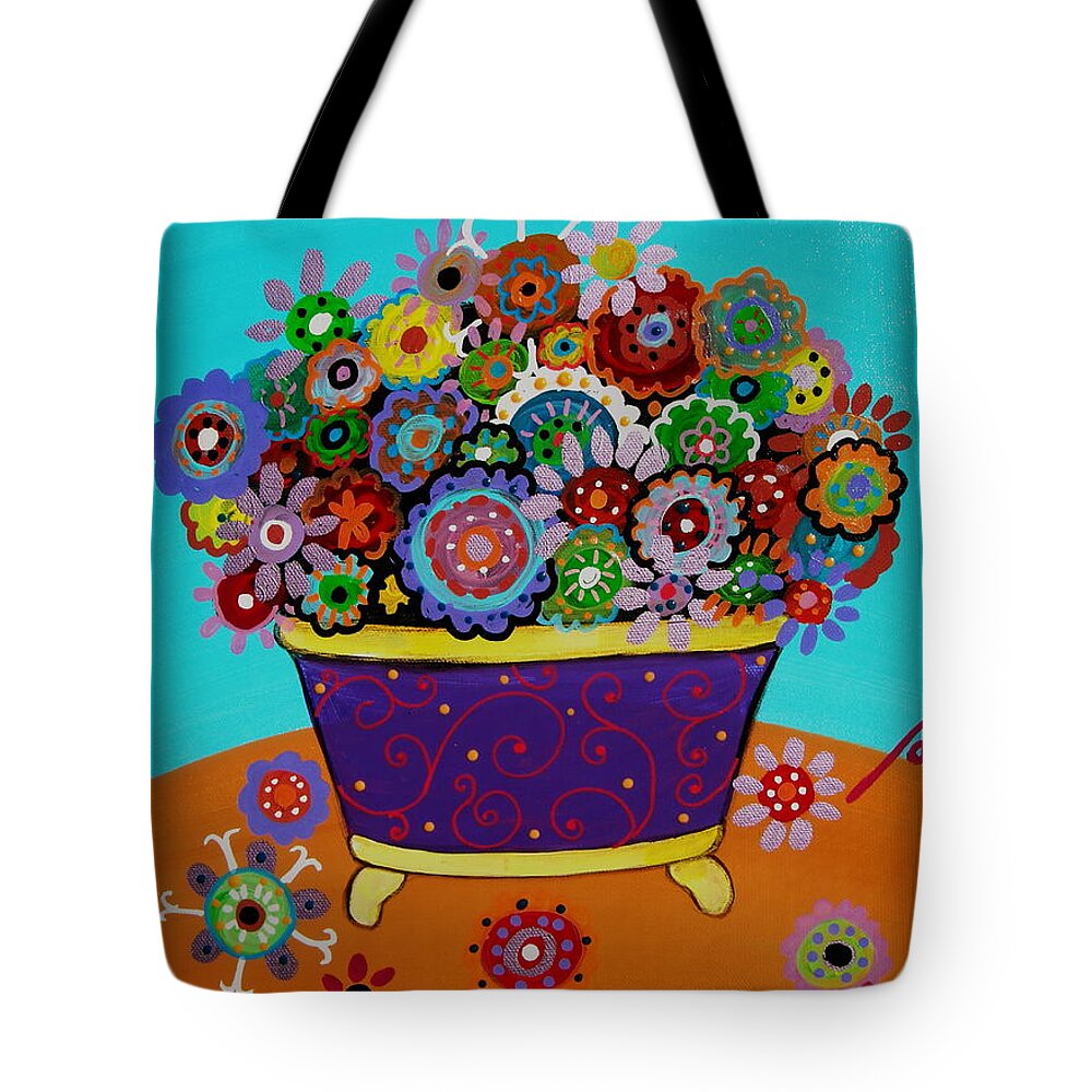 Blooms Tote Bag featuring the painting Pristine Flowers by Pristine Cartera Turkus