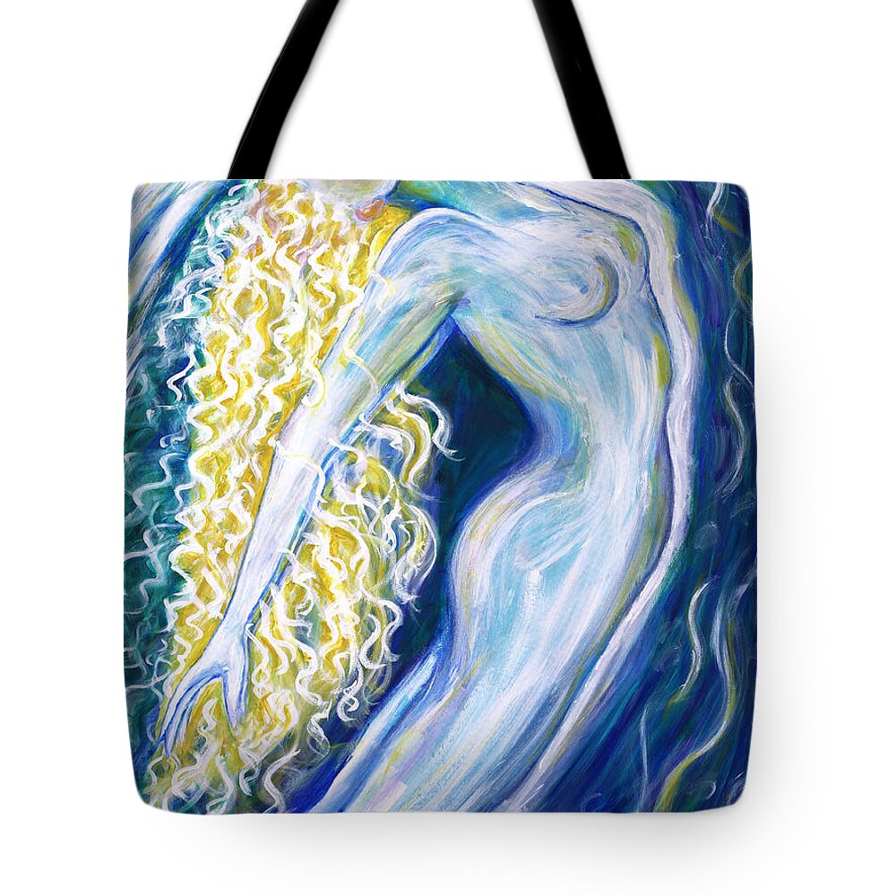 Lady Underwater Tote Bag featuring the painting Probing the Depths by Anya Heller