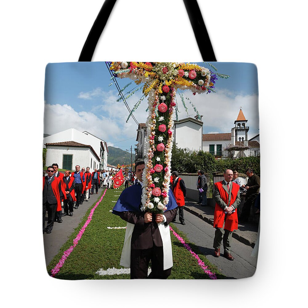 Cross Tote Bag featuring the photograph Procession in Furnas - Azores by Gaspar Avila