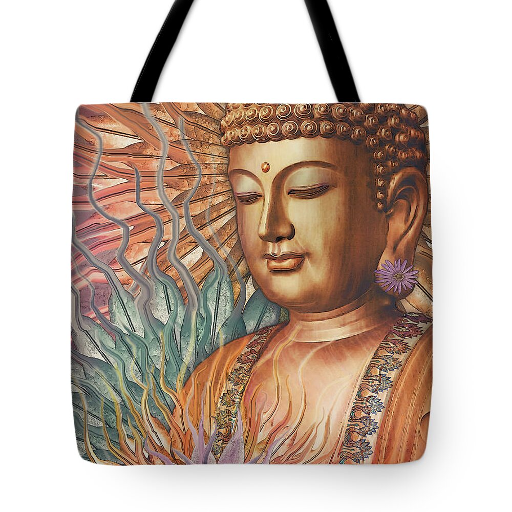 Buddha Tote Bag featuring the digital art Proliferation of Peace - Buddha Art by Christopher Beikmann by Christopher Beikmann