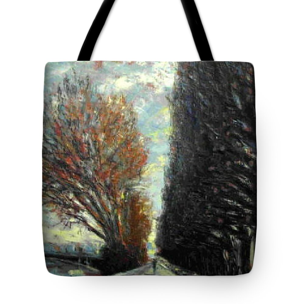 Landscape Tote Bag featuring the painting Promenade by Walter Casaravilla