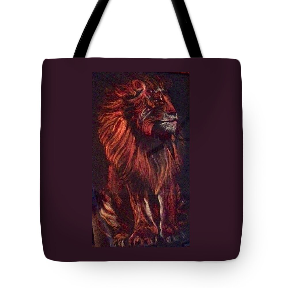 Lion Tote Bag featuring the pastel Proud King by Ellen Canfield