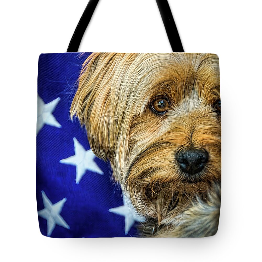 Adorable Tote Bag featuring the photograph Proud to be an American by Maria Coulson