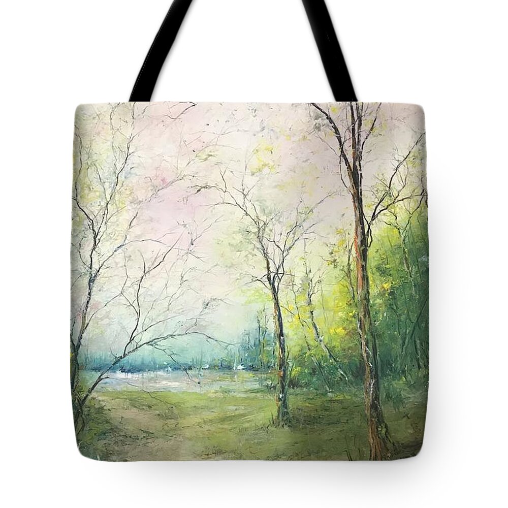 Psalm 16:11 Tote Bag featuring the painting Path of Life Psalm 16 11 by Robin Miller-Bookhout