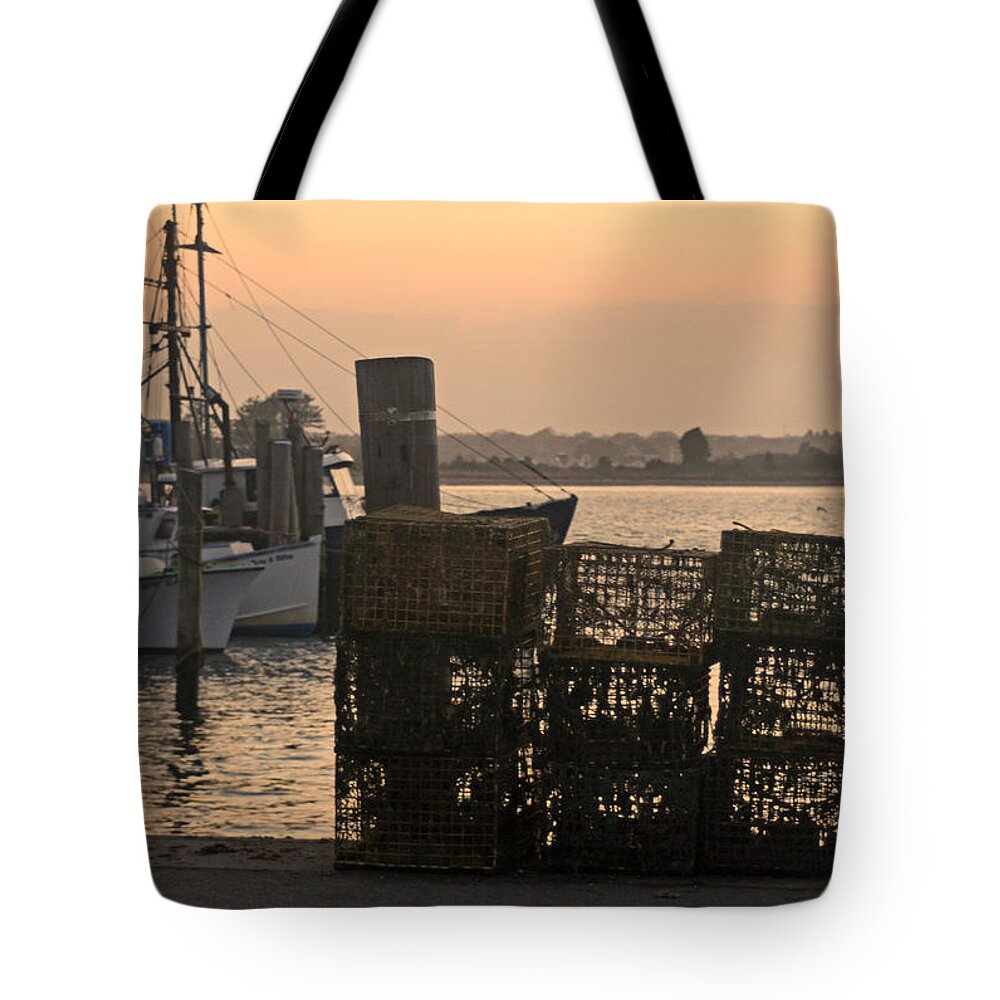  Tote Bag featuring the digital art Pt Judith Dock by Steve Breslow