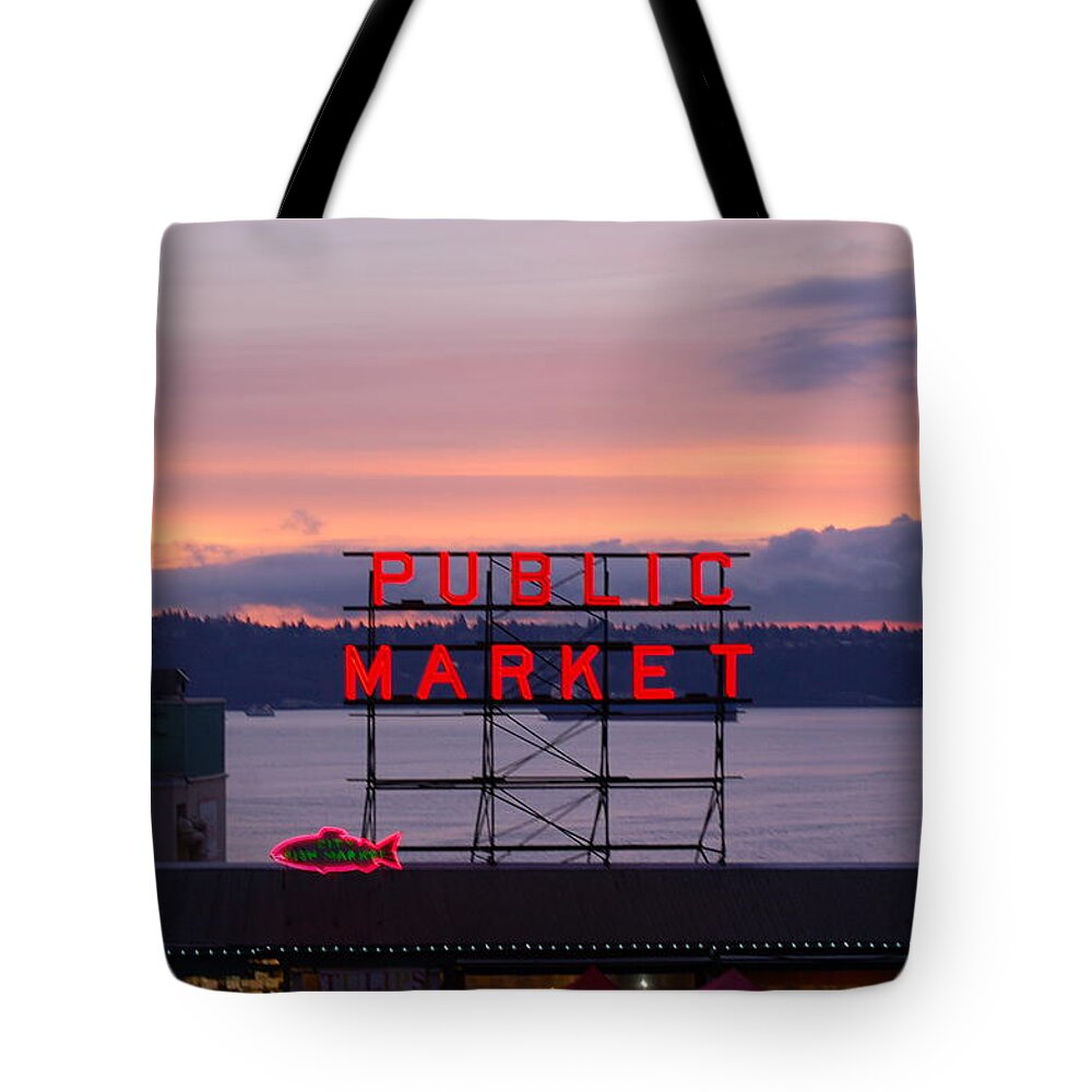 Sunset Tote Bag featuring the photograph Public Market by Maria Aduke Alabi