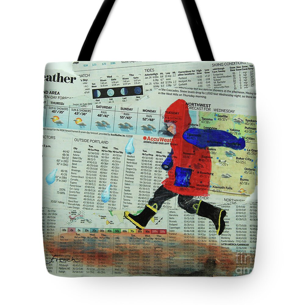 Rain Tote Bag featuring the painting Puddle Jumping by Jeanette French