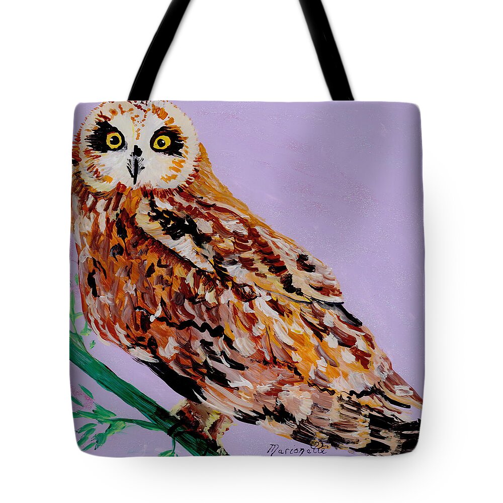 Pueo Tote Bag featuring the painting Pueo by Marionette Taboniar