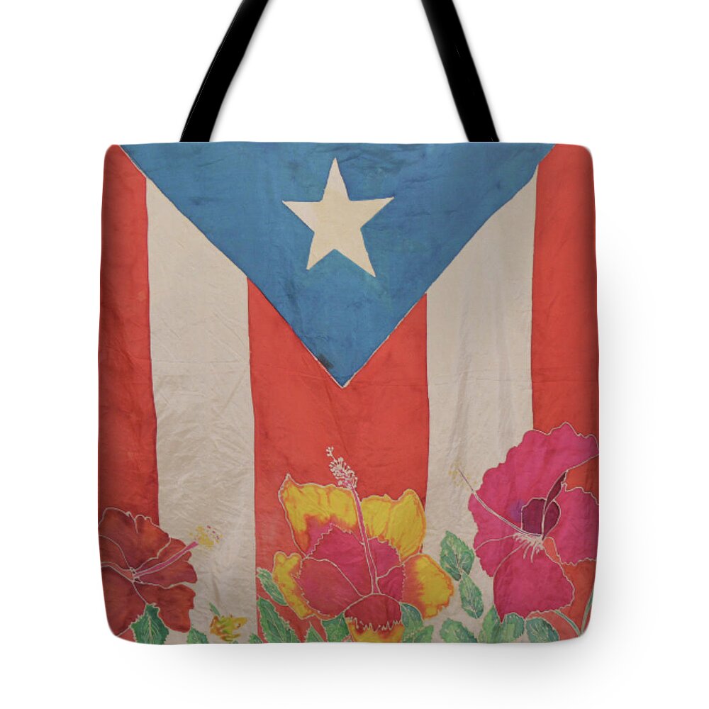Puerto Rican Flag Tote Bag featuring the tapestry - textile Puerto Rican Flag by Melissa Torres