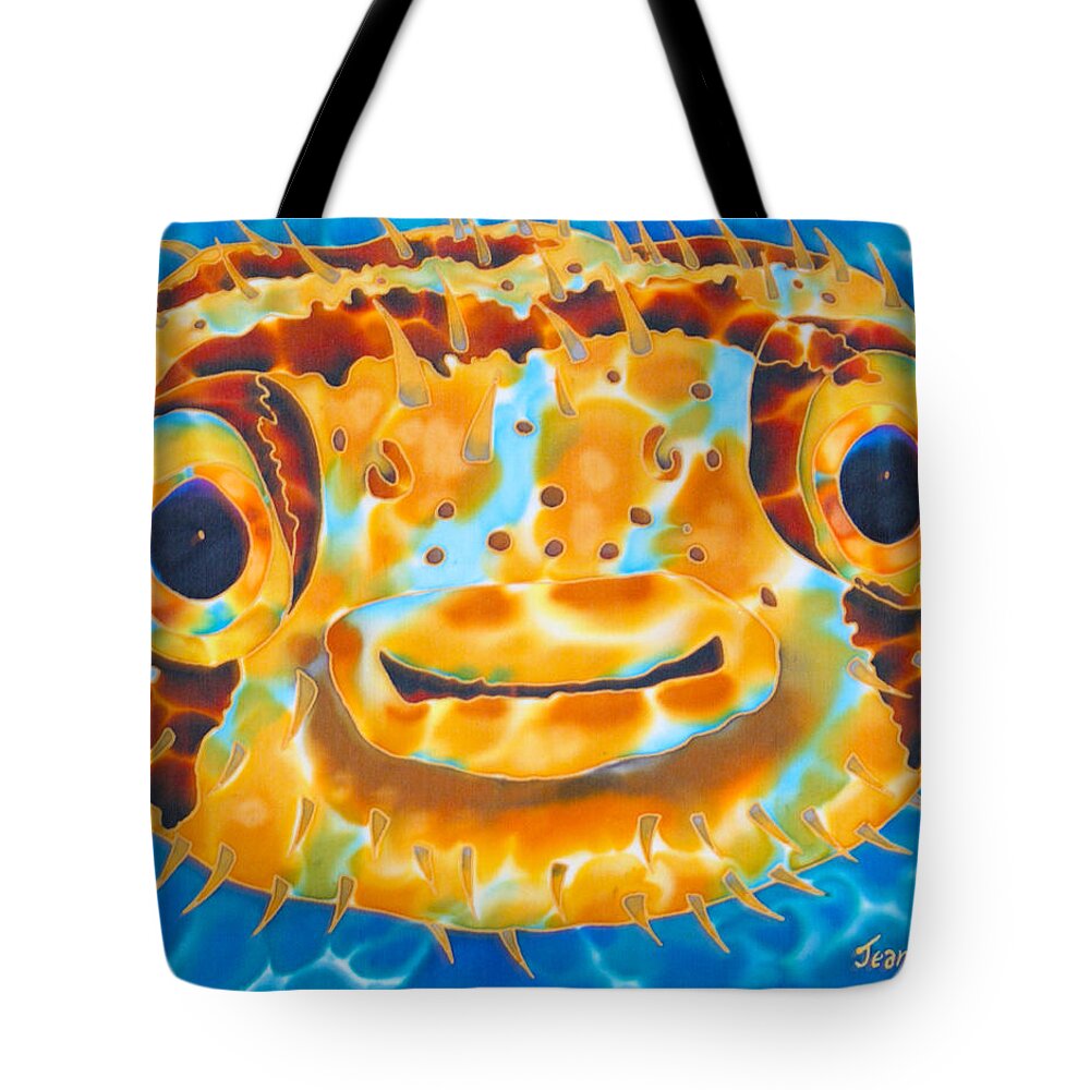 Fish Art Tote Bag featuring the painting Puffer Fish by Daniel Jean-Baptiste