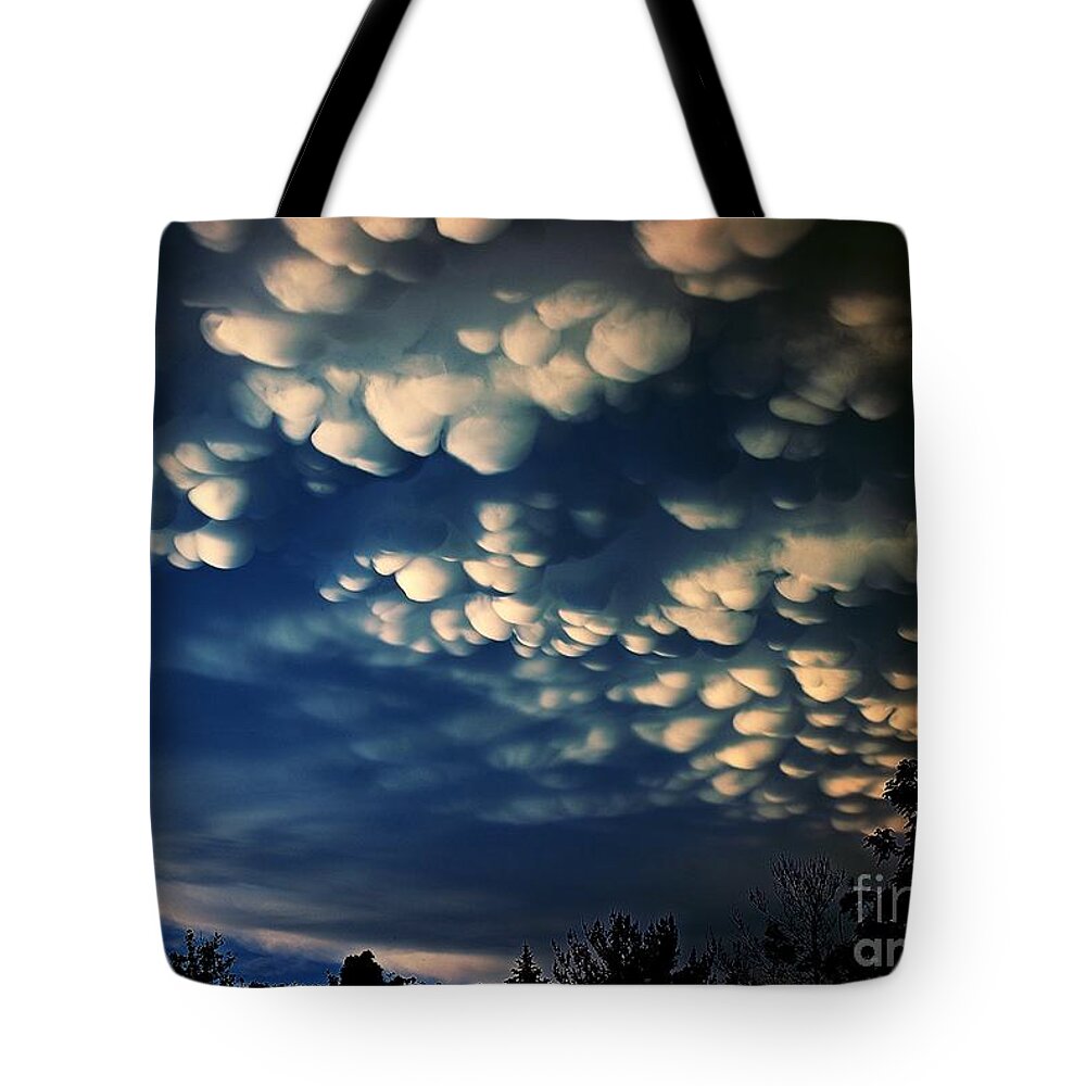 Frank-j-casella Tote Bag featuring the photograph Puffy Storm Clouds by Frank J Casella