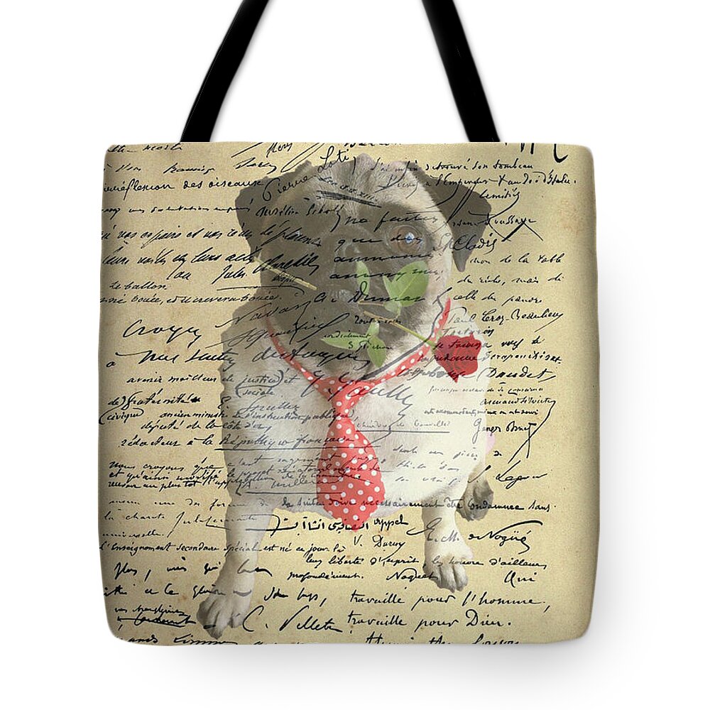 Pug Tote Bag featuring the photograph Pug in Love by Jackson Pearson