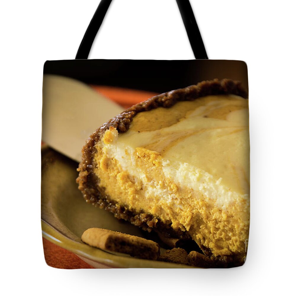 Pumpkin Tote Bag featuring the photograph Pumpkin Pie Cheese Cake by Deborah Klubertanz
