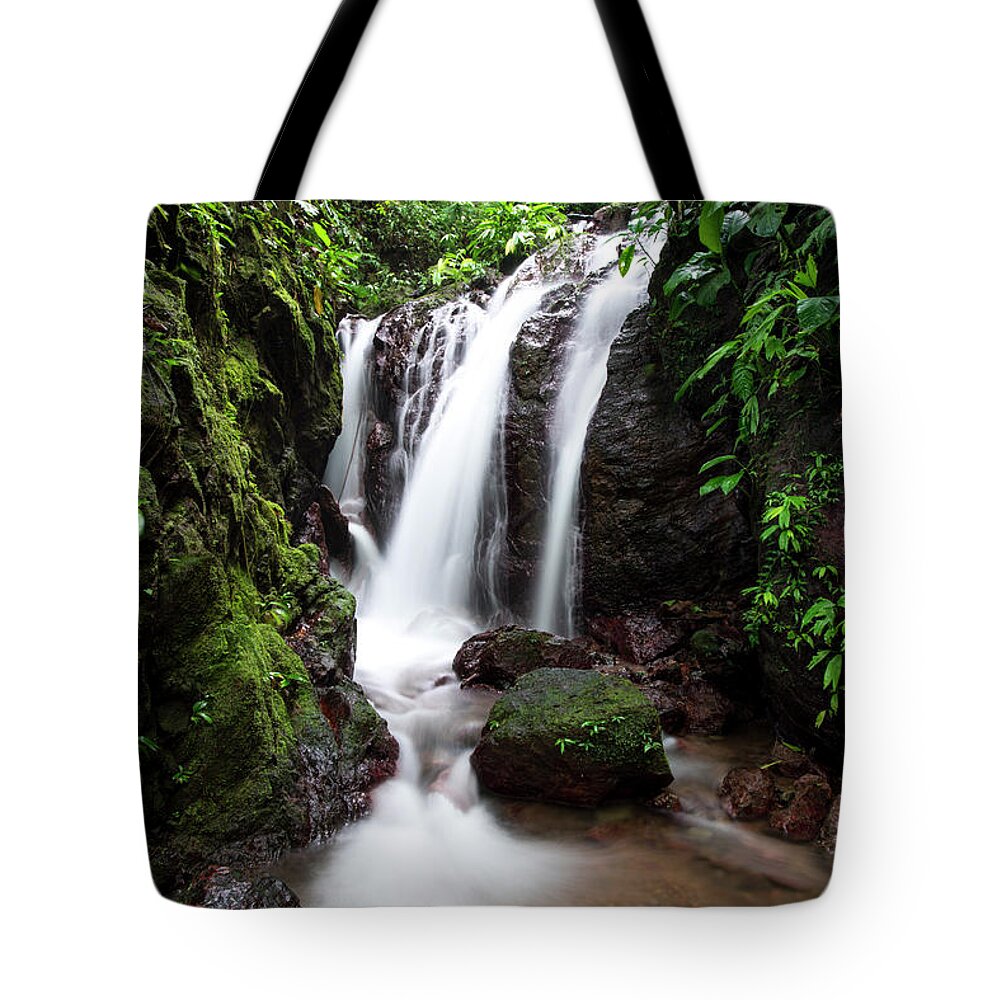 Waterfall Tote Bag featuring the photograph Pura Vida Waterfall by David Morefield