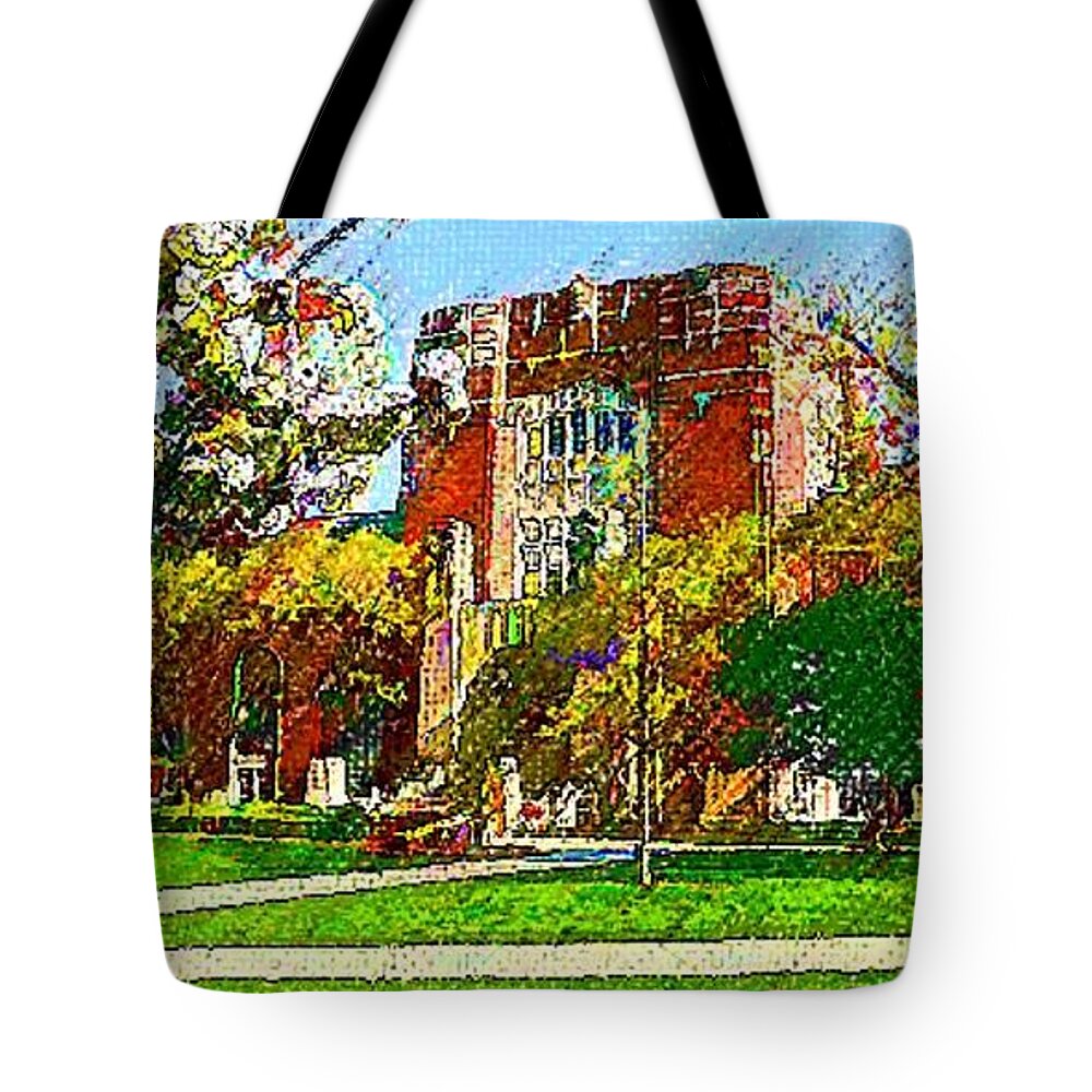 Purdue University Tote Bag featuring the painting Purdue University by DJ Fessenden