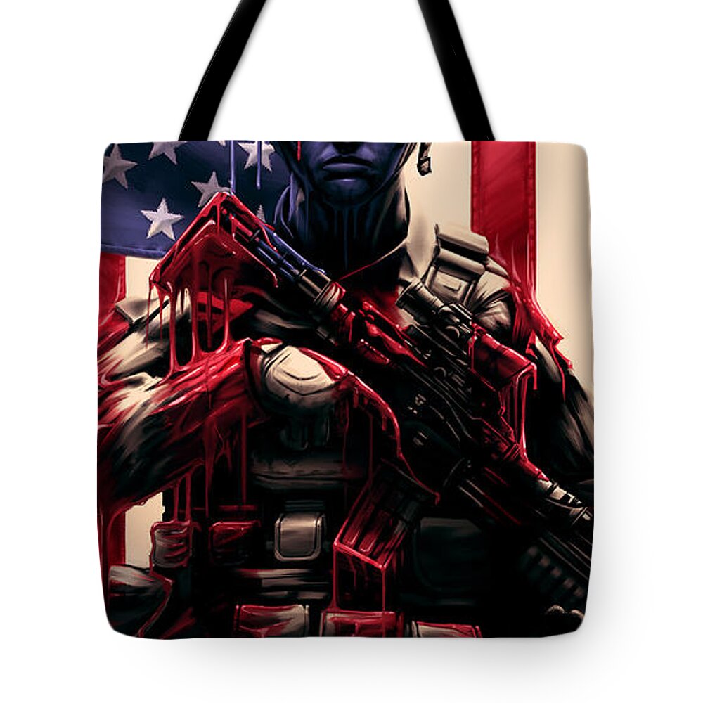 Usa Tote Bag featuring the digital art Pure Valor by Canvas Cultures