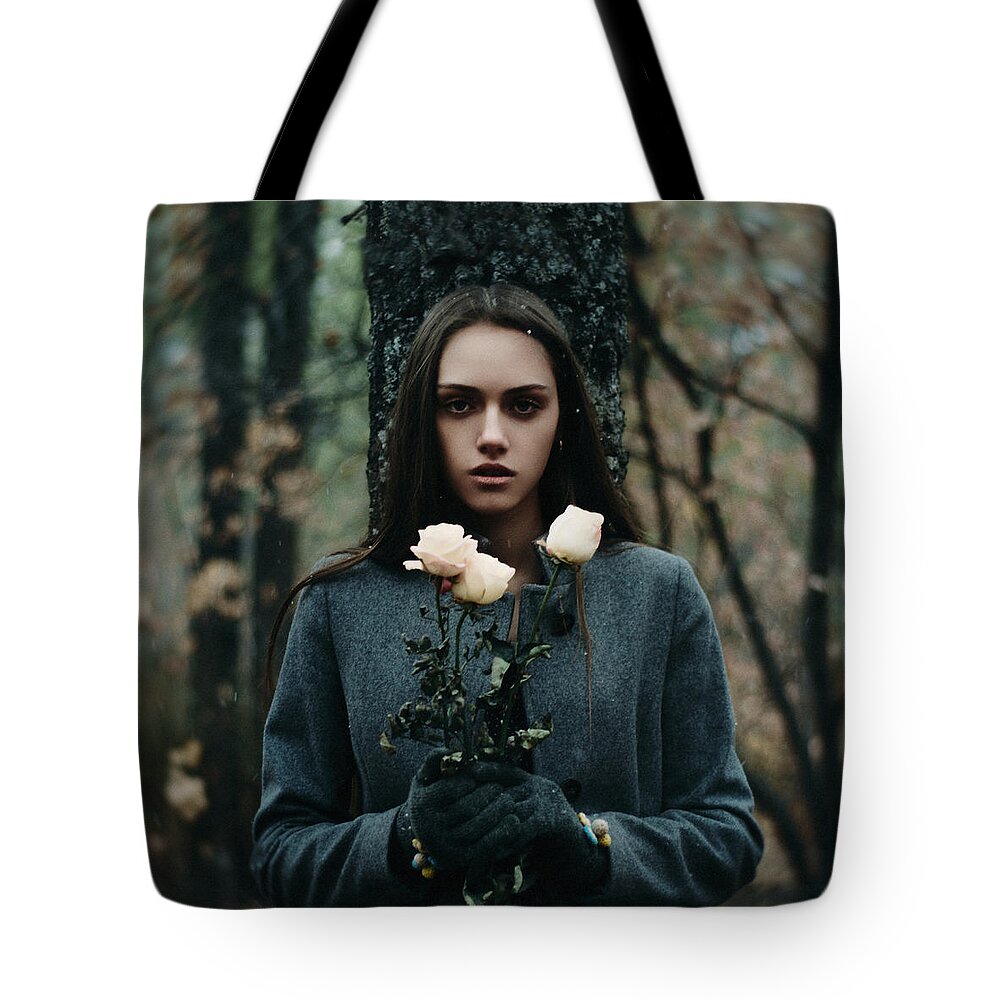 Woman Tote Bag featuring the photograph Purity. Forgetting Series by Inna Mosina