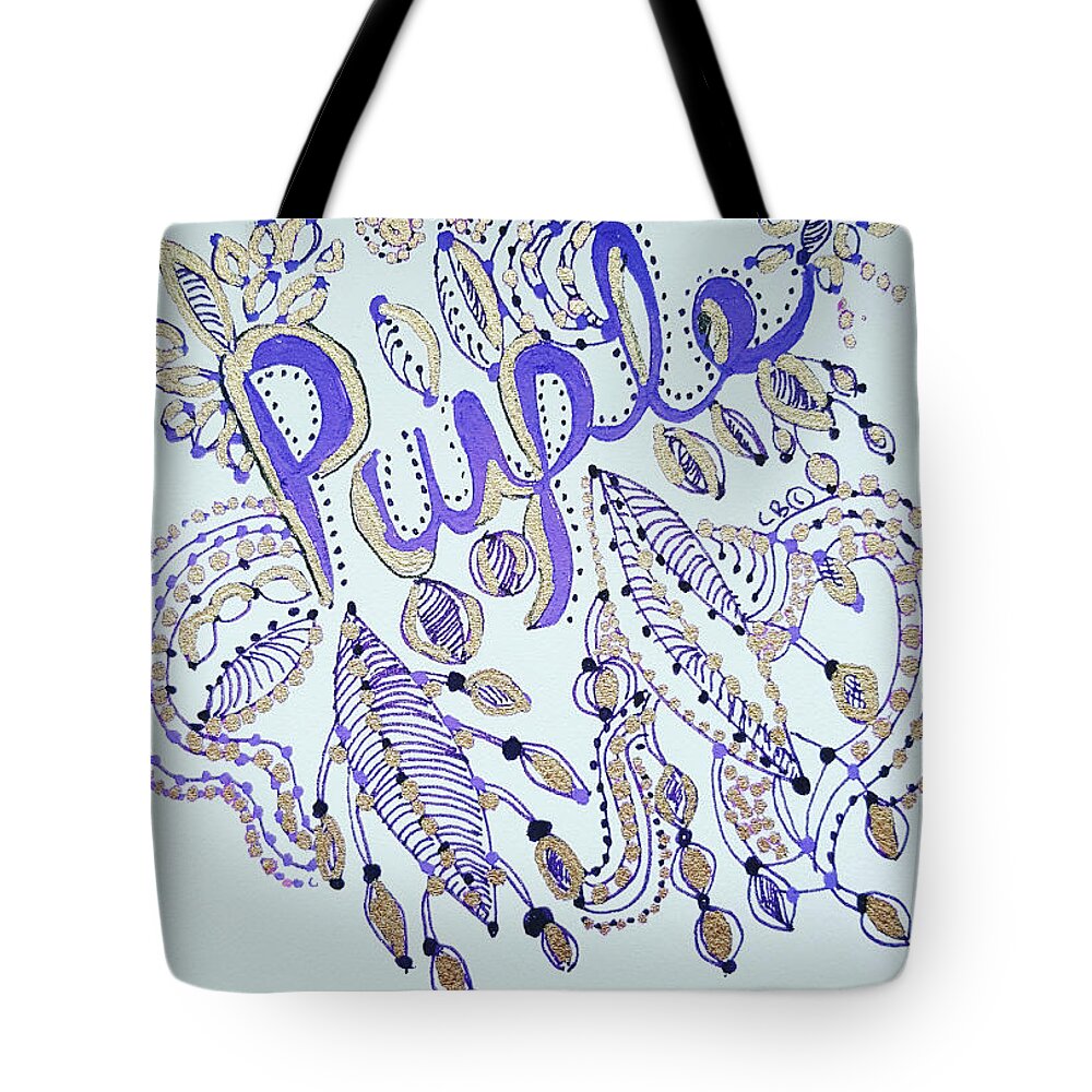 Caregiver Tote Bag featuring the drawing Purple 1 by Carole Brecht