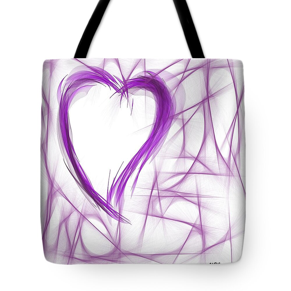 Purple Tote Bag featuring the painting Purple Abstract Heart by Marian Lonzetta