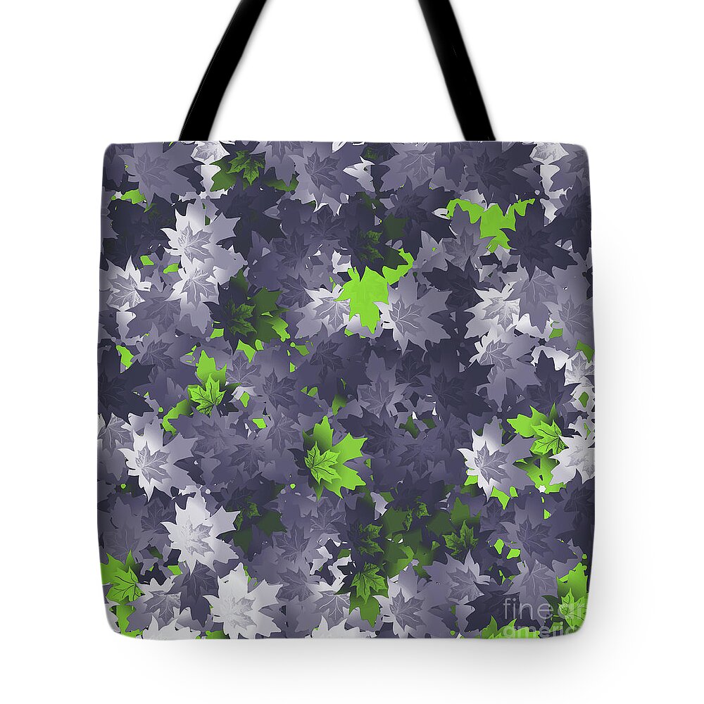 Purple And Green Leaves Tote Bag featuring the digital art Purple and Green Leaves by Two Hivelys