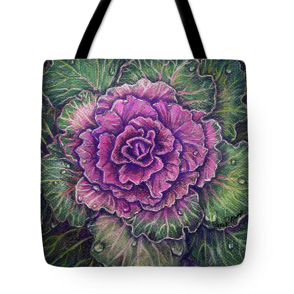 Pastel Tote Bag featuring the pastel Purple Cabbage by Tara D Kemp