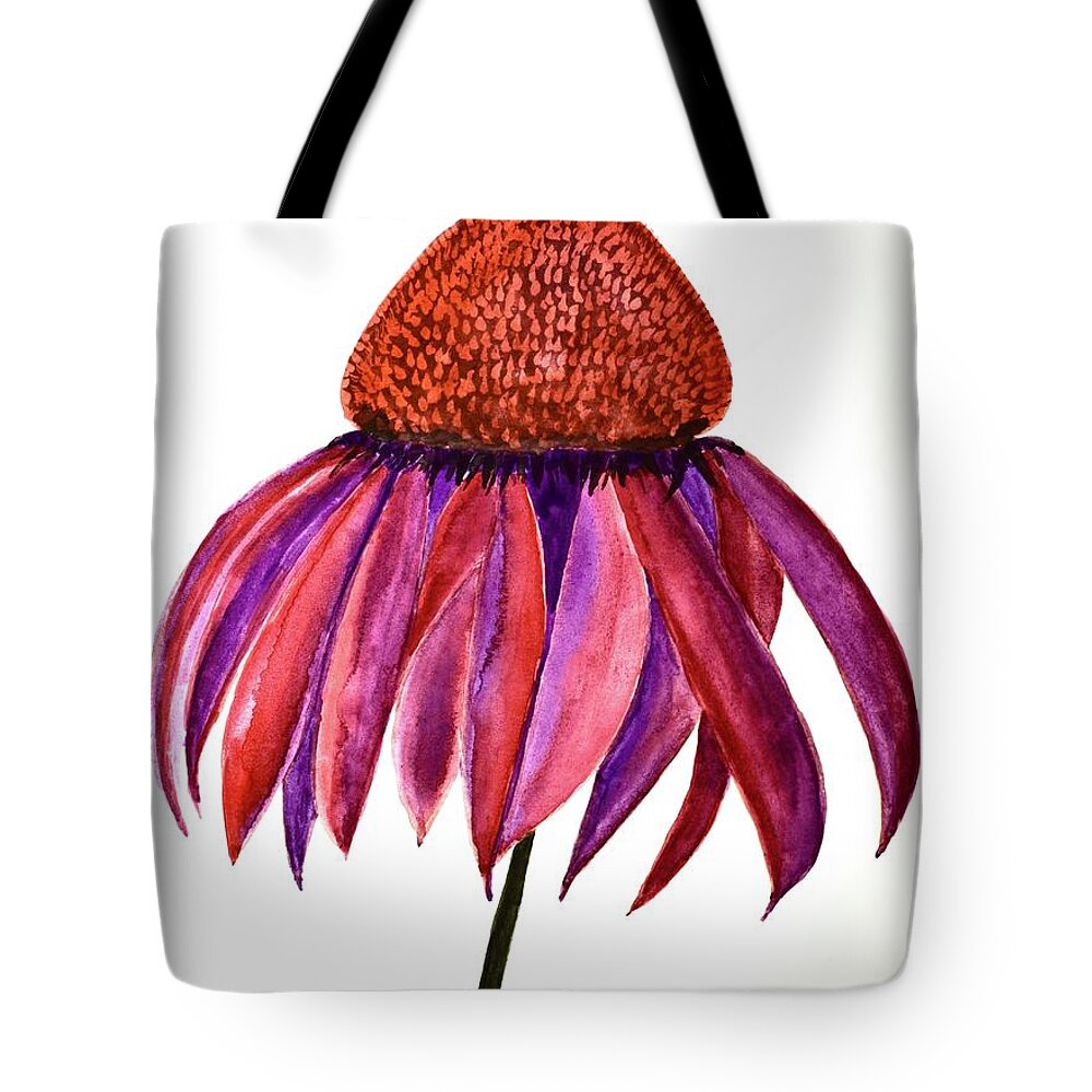 Barrieloustark Tote Bag featuring the painting Purple Coneflower by Barrie Stark