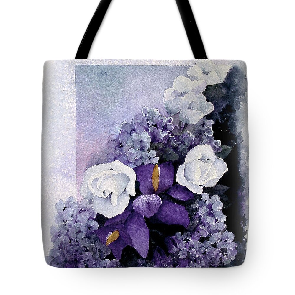 Flowers Tote Bag featuring the painting Purple Elegance by Lael Rutherford