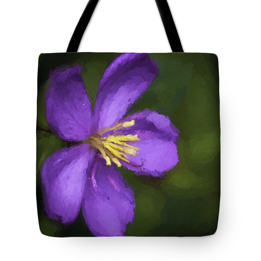 Hawaii Tote Bag featuring the photograph Purple Flower Macro Impression by Dan McManus