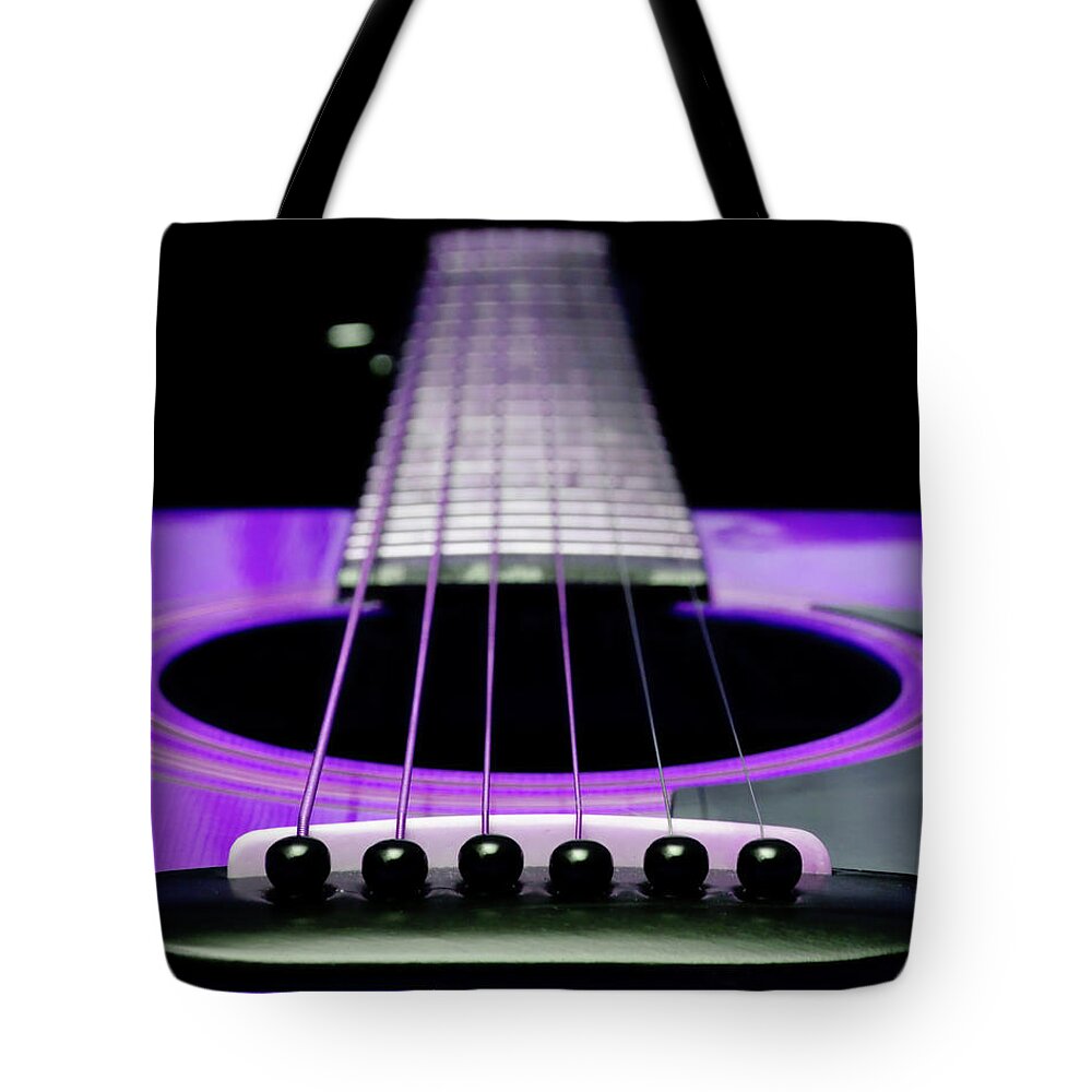 Andee Design Guitar Tote Bag featuring the photograph Purple Guitar 15 by Andee Design
