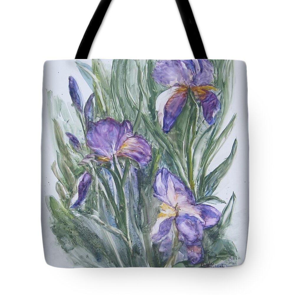 Painting Tote Bag featuring the painting Purple Iris Watercolor by Paula Pagliughi