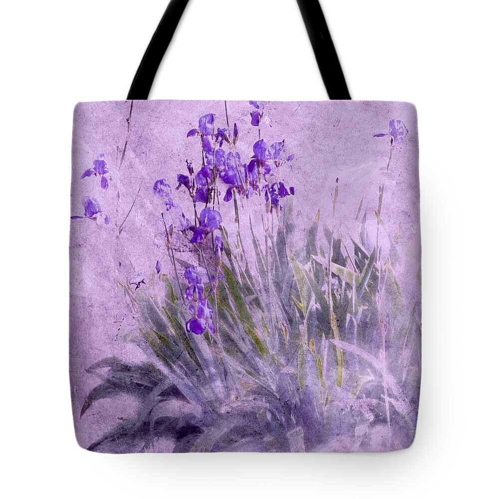 Flowers Tote Bag featuring the photograph Purple Irises by Susan Eileen Evans