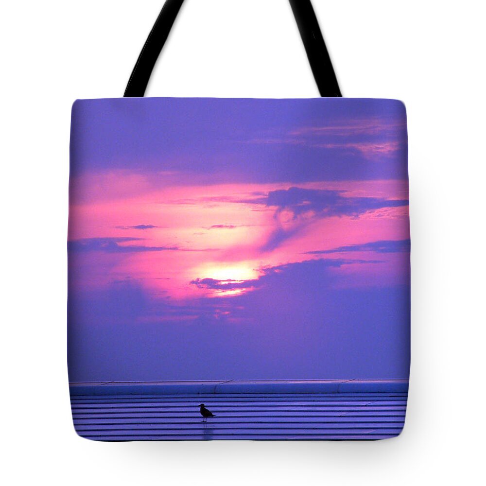 Sunrise Tote Bag featuring the photograph Purple Morning by Thomas Pipia