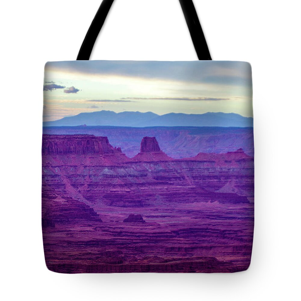 Utah Tote Bag featuring the photograph Purple Mountain by Mike Wheeler