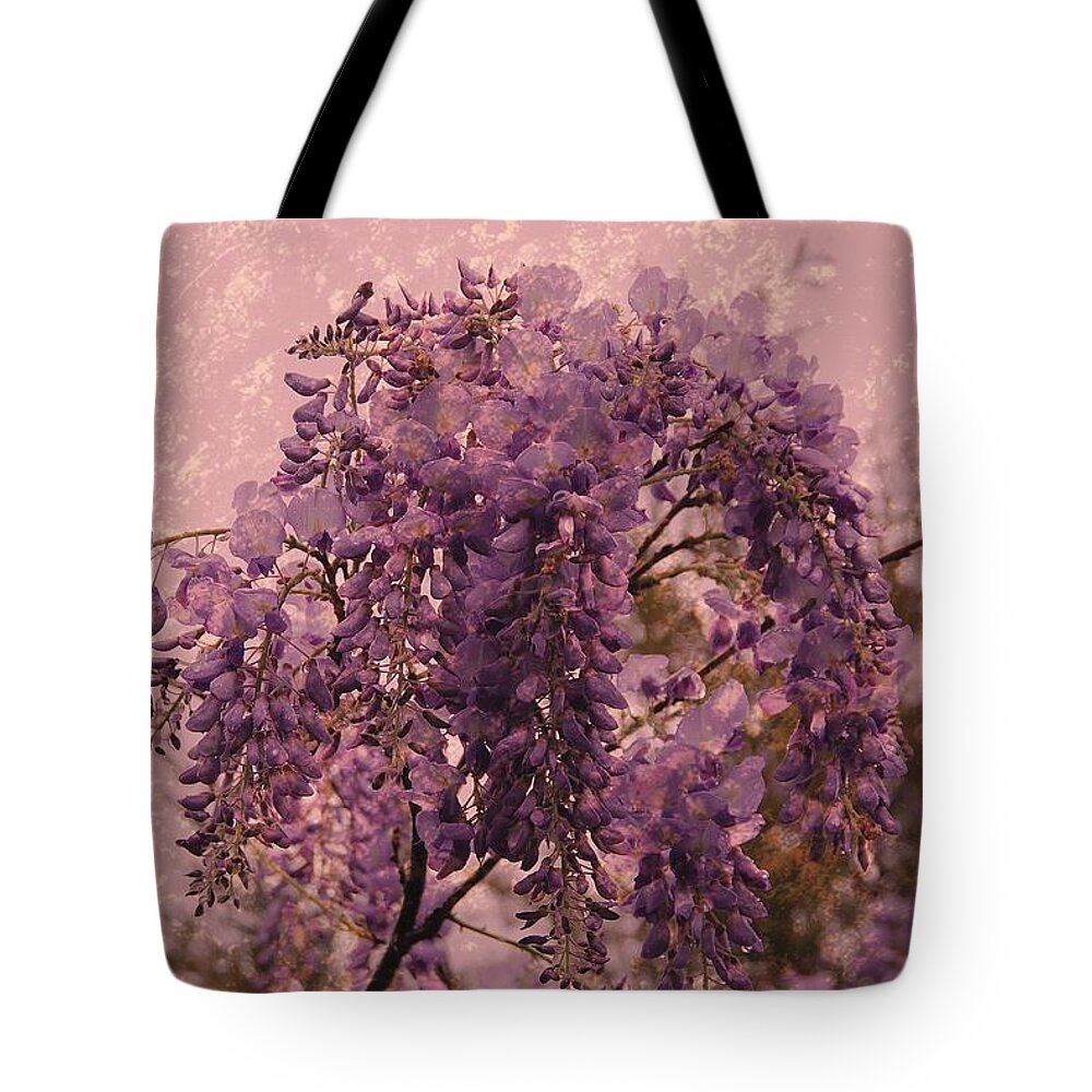 Wisteria Flowers Tote Bag featuring the photograph Purple Pleasures by Angie Tirado