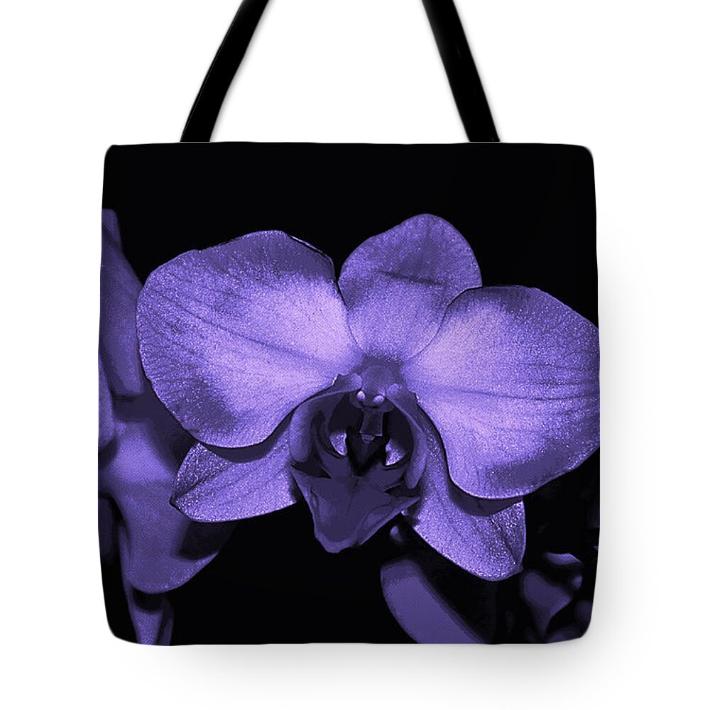 Orchids Tote Bag featuring the mixed media Purple Shades of Orchids by Sherry Hallemeier