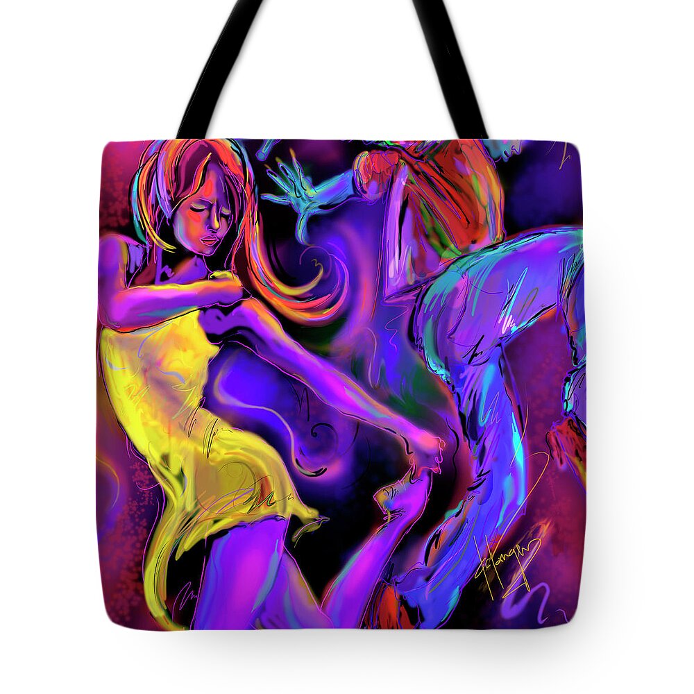 Guitar Tote Bag featuring the painting Put On Your Red Shoes And Dance by DC Langer