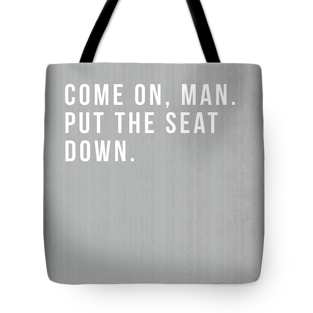 Bathroom Tote Bag featuring the digital art Put The Seat Down- Art by Linda Woods by Linda Woods