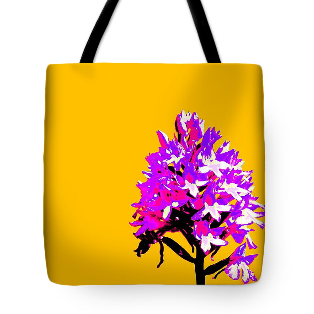 Flowers Tote Bag featuring the photograph Orange Pyramid orchid by Richard Patmore