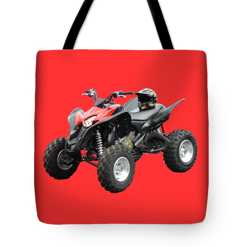Quad Bike Tote Bag featuring the photograph Quad Bike and Helmet by Francesca Mackenney