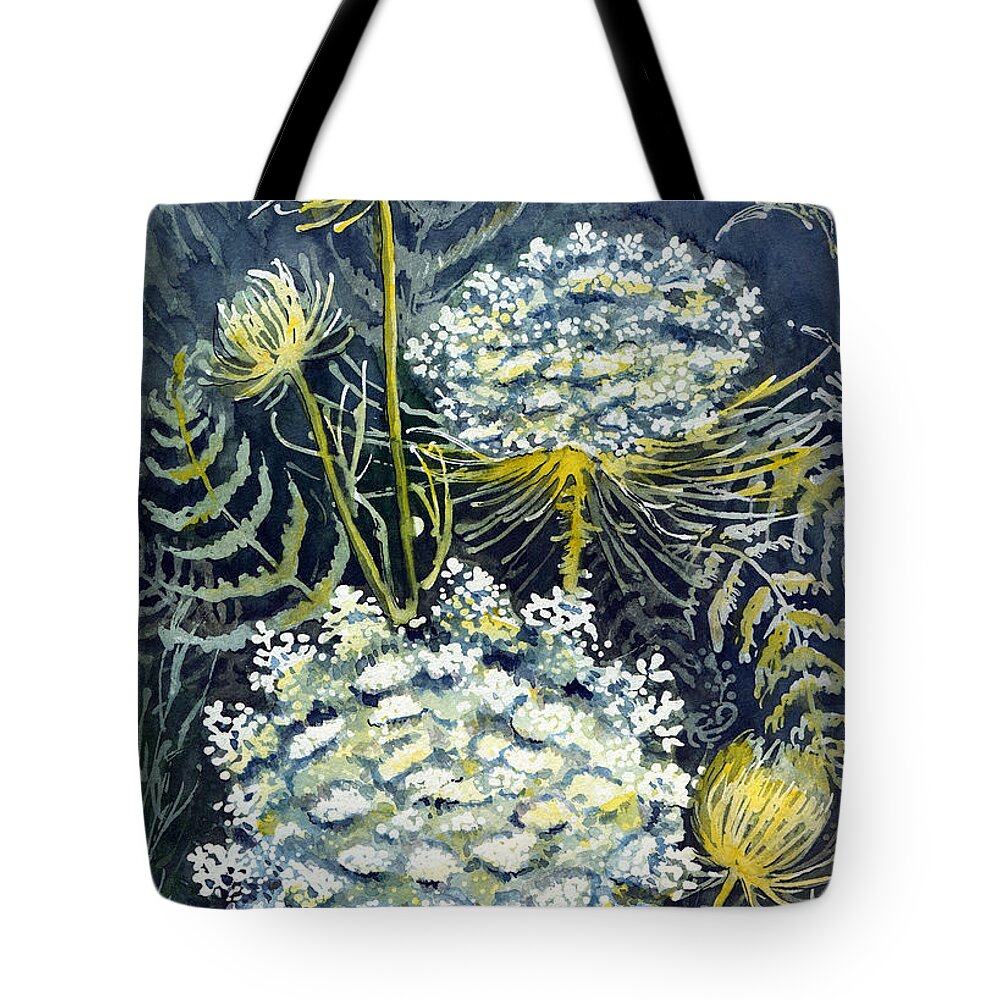 Wildflowers Tote Bag featuring the painting Queen Anne's Lace by Katherine Miller
