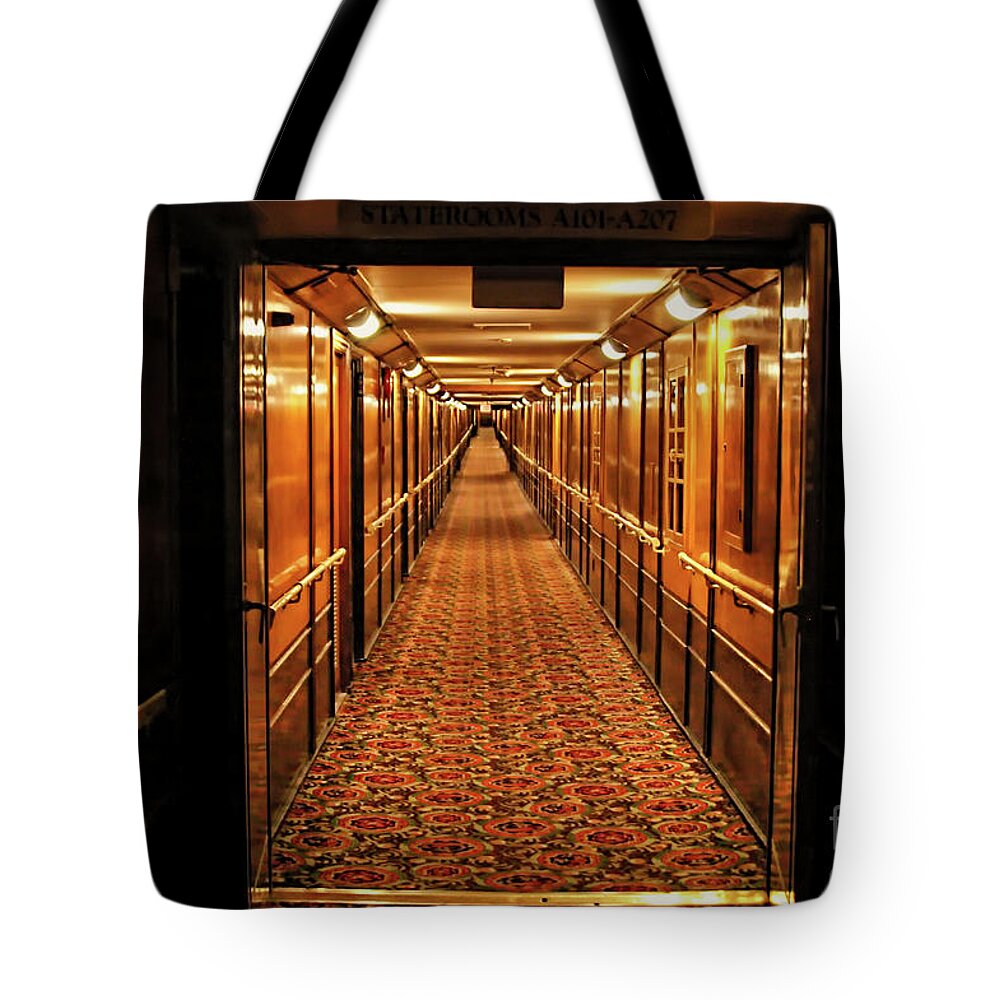 Queen Mary Tote Bag featuring the photograph Queen Mary Hallway by Mariola Bitner