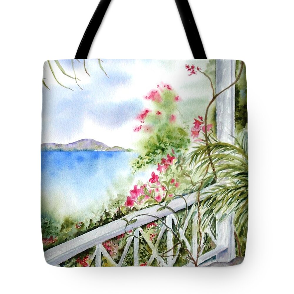 Caribbean Tote Bag featuring the painting Quiet Corner by Diane Kirk