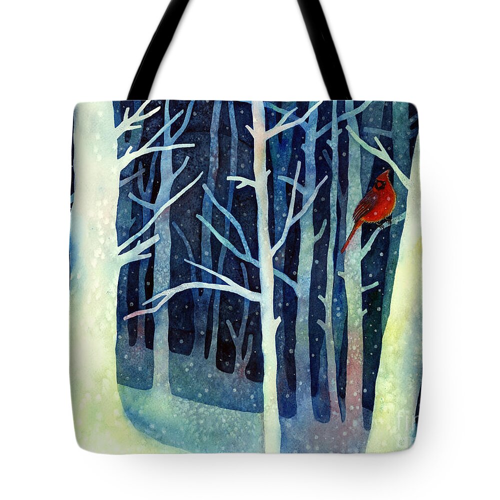 Cardinal Tote Bag featuring the painting Quiet Moment by Hailey E Herrera
