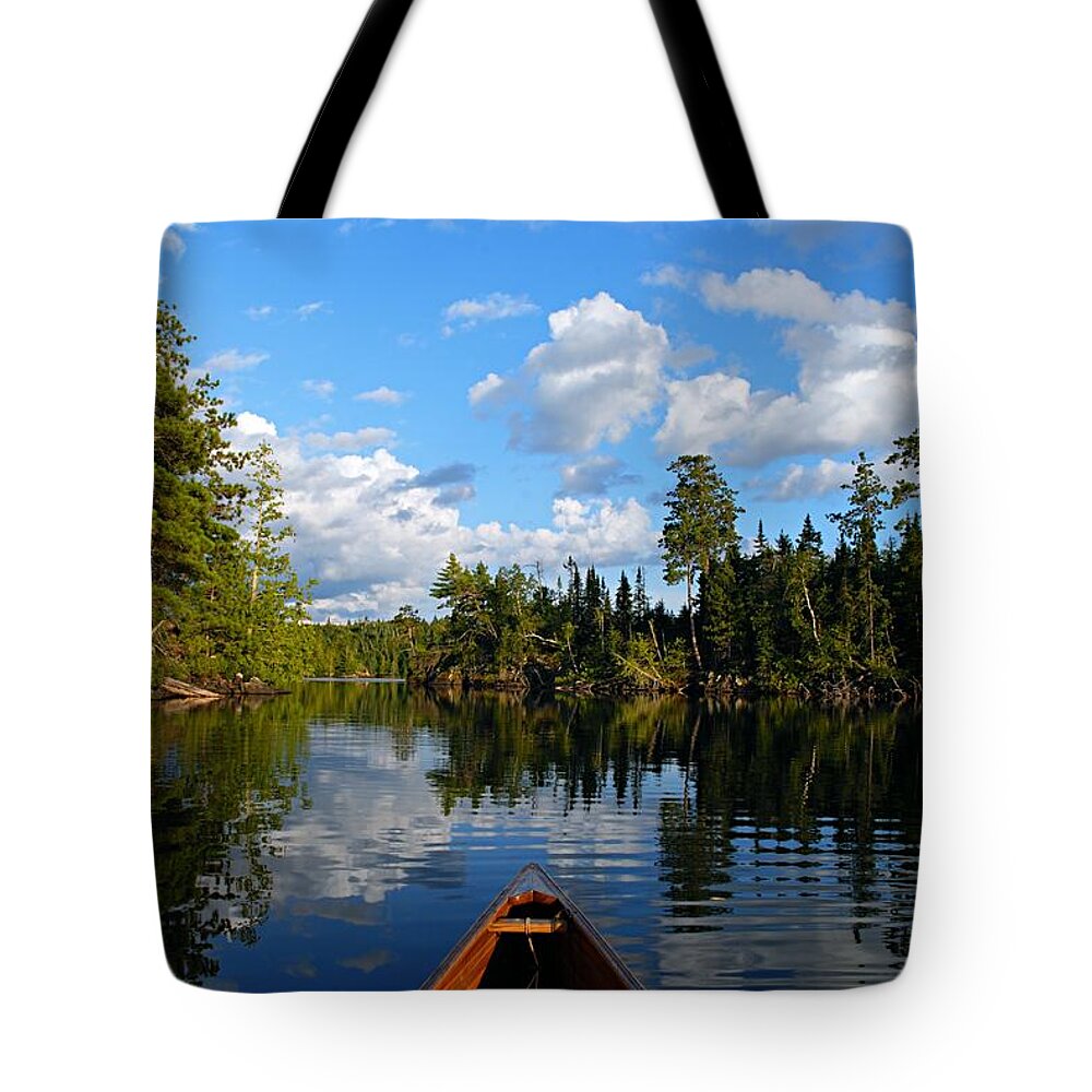 Minnesota Tote Bag featuring the photograph Quiet Paddle by Larry Ricker