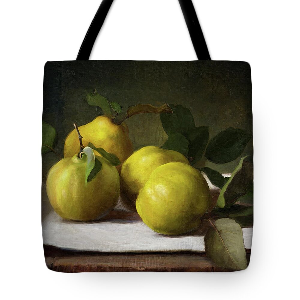 Fruit Tote Bag featuring the painting Quince by Robert Papp